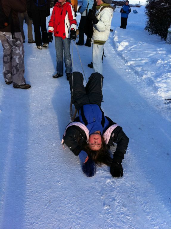 For some reason Natalie chose to drag her head and arms in the snow =o