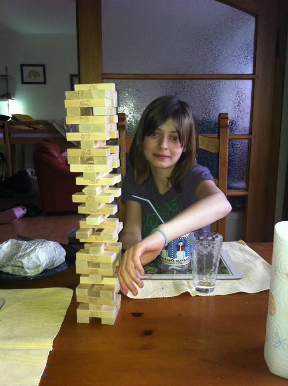 Natalie and I started a game of Jenga shortly before midnight in 2010, and had to come back to finish it in 2011 after the fireworks, ...I won :-D