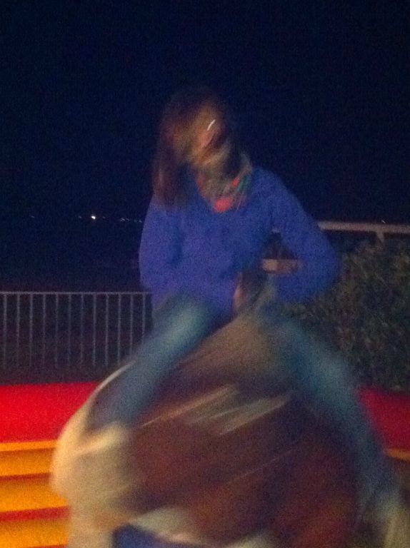 ...at the start Natalie was too nervous to get on the bull, but once she'd tried it we couldn't get her off it !!