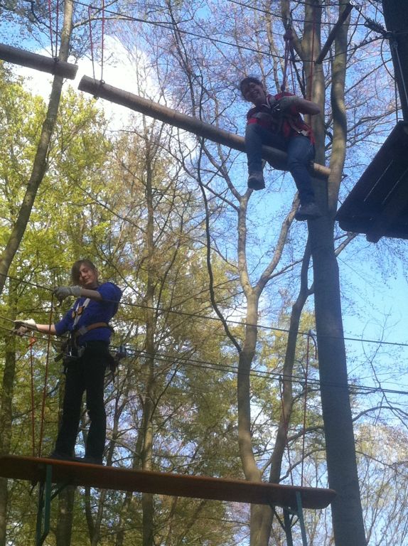 Natalie on the slide at the Kletterwald...