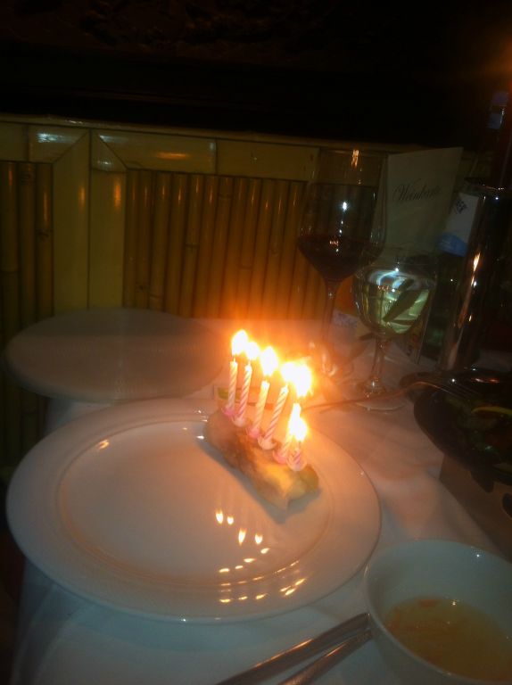 For Pete's birthday we went to a Vietnamese restaurant in Aachen and had the Vietnamese Rolls, one of which did double duty as my 'cake'