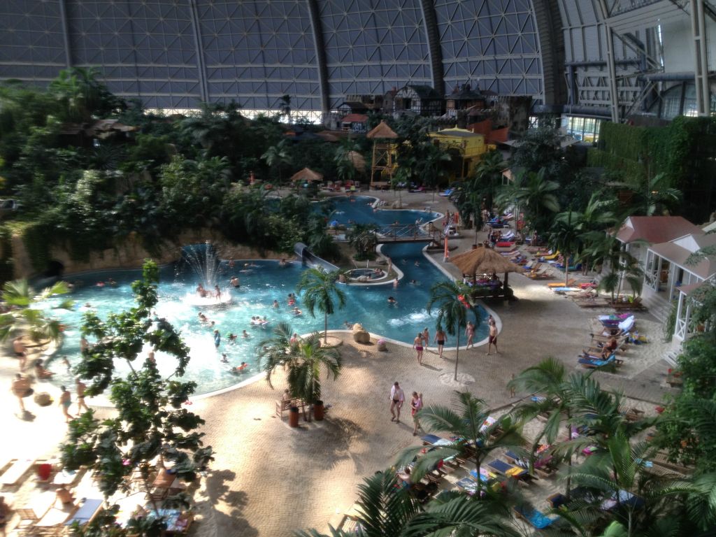 While at Tropical Islands Resort somewhere to the South of Berlin (in an old Zeppelin hangar), we took a ride in their 'hot air balloon' :-)