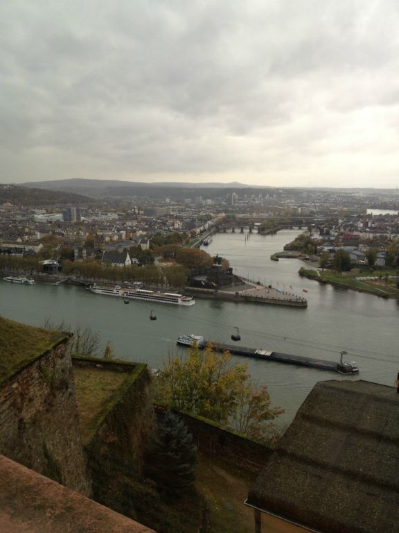 The Girls and I during our cable car ride across the Rhein and up to the fortress at Ehrenbreitstein