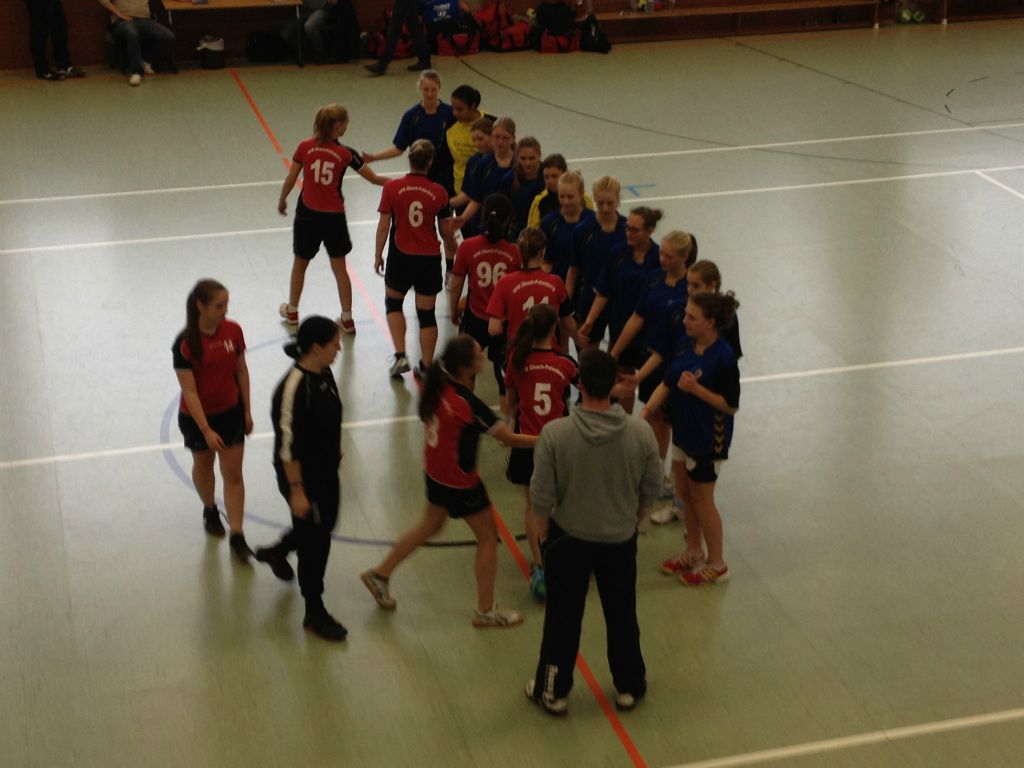 Katka scoring a goal at Handball in their match against Uebach Pallenberg. They lost, but it was close...