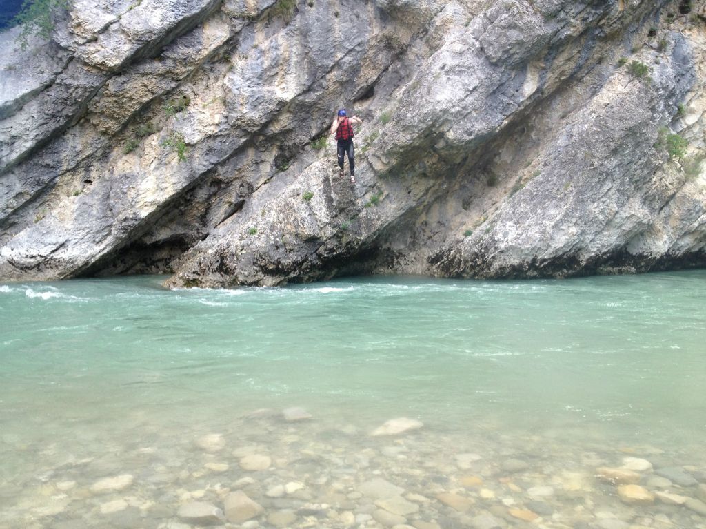 Katka jumps The Rock during the Verdon rafting trip