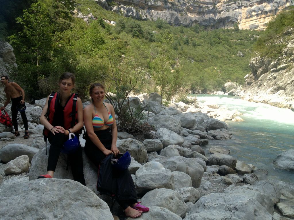 The Girls at the end point of our rafting expedition :-D